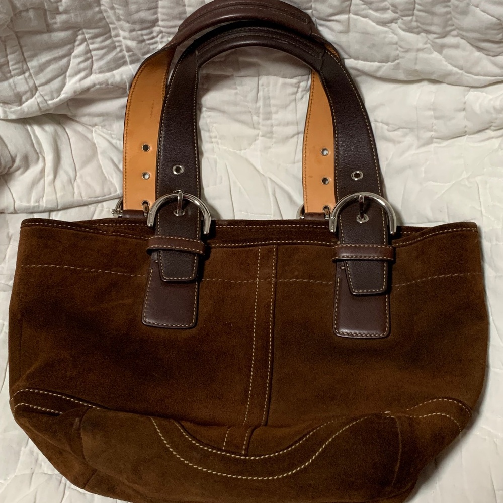 Coach Vintage Y2K Soho Chocolate Brown Suede Leather Tote Bag